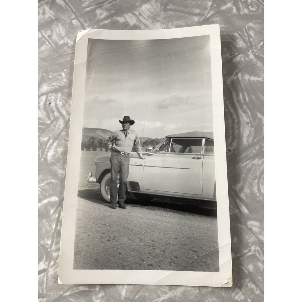 Vintage 1950 Photo Eddie Schaffer Old Topanga Rd Calif Cowboy Deluxe Convertible